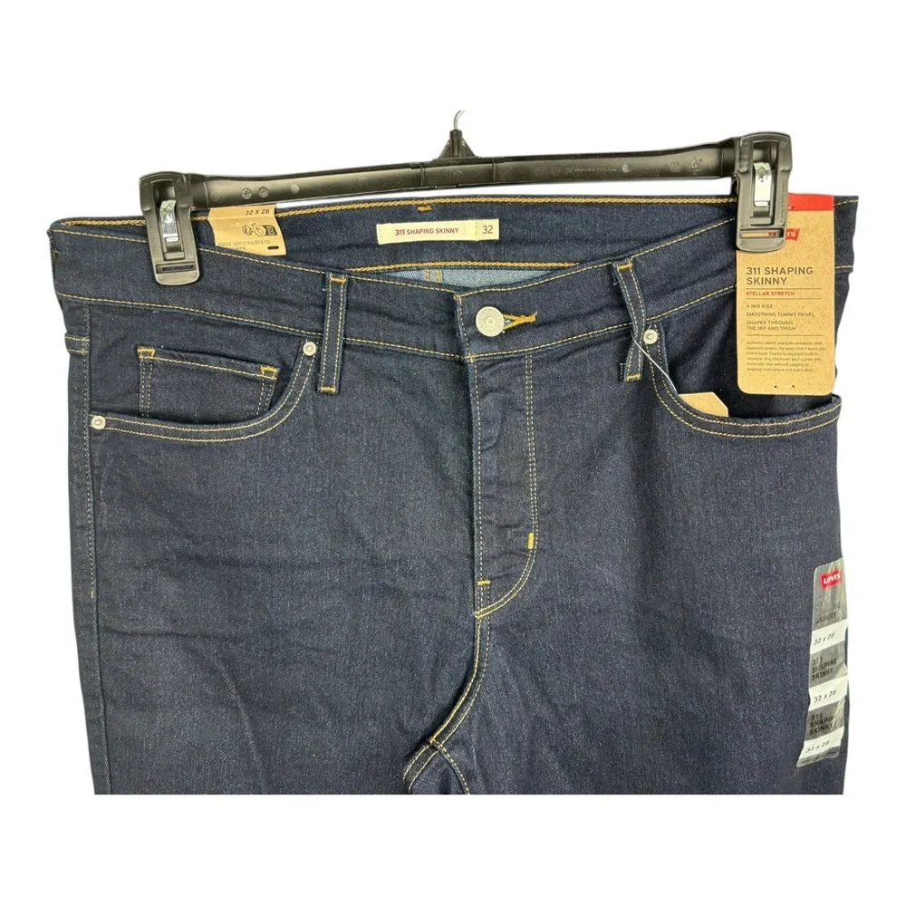 Levis 311 Shaping Skinny Jeans Womens 32x28 (33X28) Dark Wash Mid Rise Stretch - Picture 3 of 15